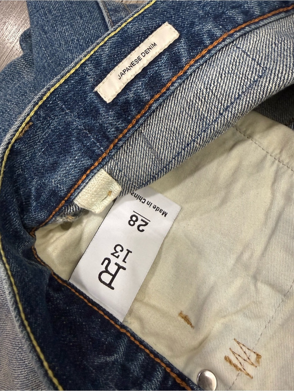 LIMITED NWT R13 Cuffed Crossover Straight Leg Jeans Estin Selvedge Blue Sz 28 - Picture 12 of 15